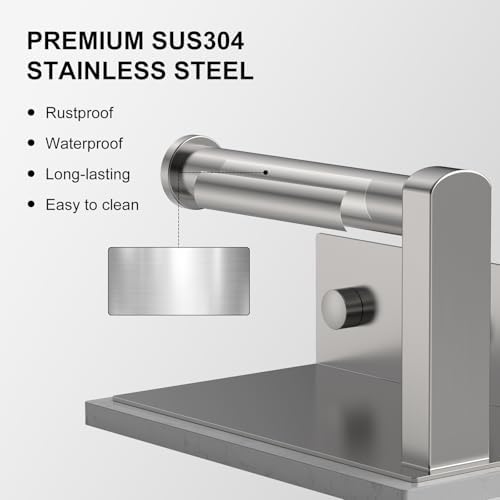 Brushed Nickel Toilet Paper Holder with Marble Shelf Tissue Roll Holder - Image 6