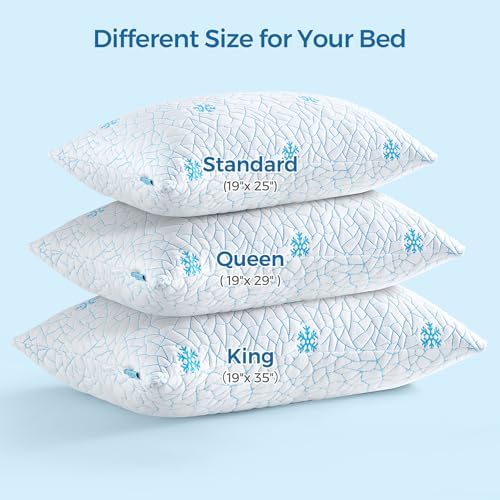 Pillows Queen Size 2 Pack Shredded Memory Foam, Adjustable Height Side Sleepers Pillow with Washable Cover for Back and Stomach Sleepers (Queen(2 Pack)) - Image 6