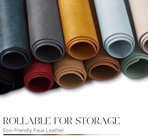 MOSAYT Vinyl Faux Leather Placemats, Set of 6, Beige - Image 6