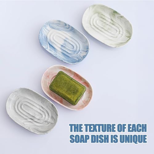 OTHIX Ceramic Soap Dish with Unique Marble Texture as, Decorative Bar Soap Holder for Bathroom and Kitchen, Cute Soap Dishes for Bar Soap, Jewelry, Ring (Gray Texture) - Image 7