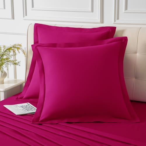 Homiest Hot Pink Euro Sham Covers 24x24 Inch, Set of 2, Wide Flange - Image 7