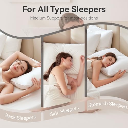 Goose Feather Down Pillows King Size Set of 1, Soft Pillows with 100% Organic Cotton Fabric, Luxury Hotel Quality Bed Pillow 1 Pack for Sleeping, Breathable & Fluffy (20" x 36") - Image 6