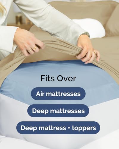 CGK Linens 2 Pack Extra Deep Cal King Fitted Sheets - Beige - Image 7