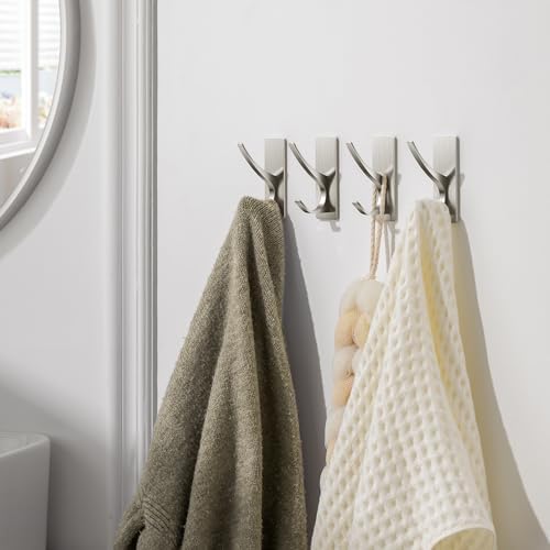 10 Pack Self Adhesive Towel Hooks: Extra Strong 13LB, Stainless Hook for Hanging Loofah, Towels, Coat, Bath Robe Bathroom Shower, Brushed Nickel - Image 7