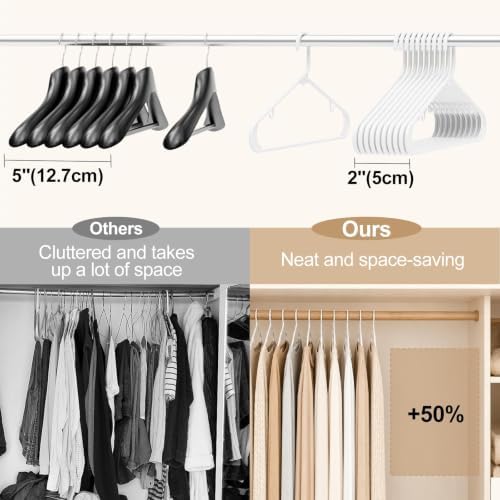 White Plastic Hangers 24 Pack with Non-Slip Built-in Strap Hooks - Image 6