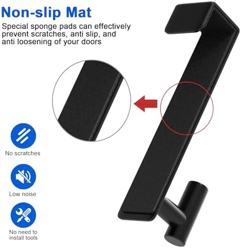 PMMASTO 7.5 Inch Over The Door Hooks, Black- 2 Pack, T Shape - Image 6