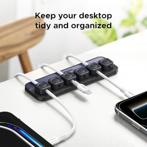 UGREEN Desk Cable Organizer, Magnetic Cord Holder 6 Pack, Silicone Cable Clip with Strong Magnet, 2 Sizes for Charging Cords, Easy Cable Management for Desk, Nightstand, Car, Home Office - Image 7