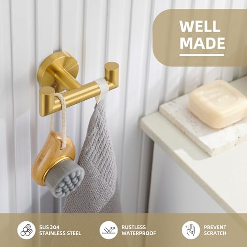 Angle Simple Towel Hook Brushed Dark Gold, Bath Towel Holder Wall Mount - Image 6