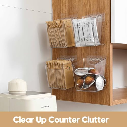6 Pack Cabinet Door Organizer Adhesive, Compact,Clear Wall Storage Bins(L) - Image 6