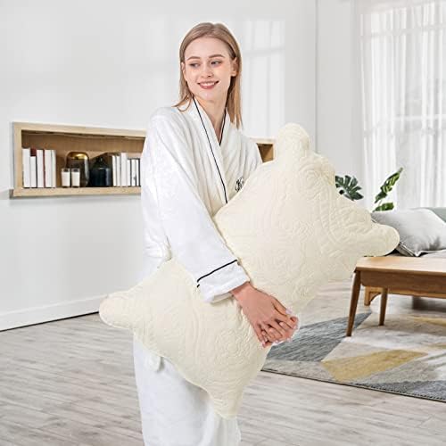BOSOWOS Quilted Pillow Shams Set of 2, Decorative Microfiber Standard Size Bed Pillow Shams, Soft Breathable Pillow Covers with Envelope Closure (Light Yellow, 20 x 26 Inch) - Image 6