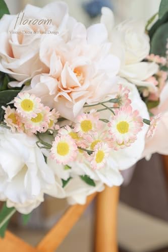 Floroom 24pcs Blush Small Artificial Flowers Faux Silk Daisies Fake Wildflowers with Stems for DIY Pink Wedding Bouquets Floral Arrangements Party Decor Centerpieces Decorations (Vase Not Included) - Image 5