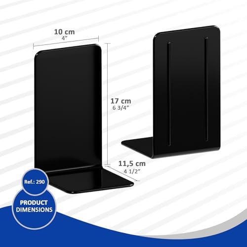 Acrimet Plastic Bookends for Bookcases, Shelves and Desktop, Plastic Book Holders (Black Color) (1 Pair) - Image 6
