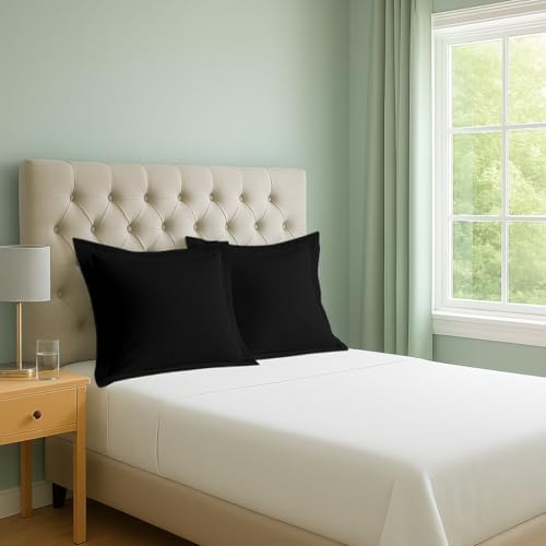 2 Pack Euro Pillow Shams 26x26 – 600 Thread Count 100% Organic Cotton Black Square Pillow Covers with 2 Inch Flange, Soft & Smooth Premium Hotel-Quality Pillowcases Set of 2 - Image 7