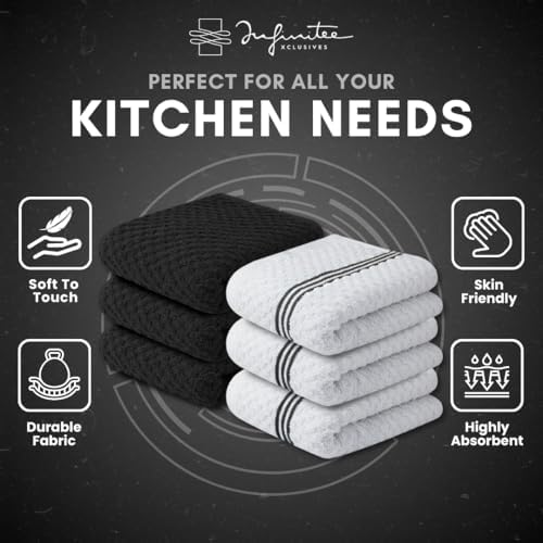 Infinitee Xclusives Kitchen Towels - 6 Pack - Cotton Dish Towel |15" x 25"| - Image 6