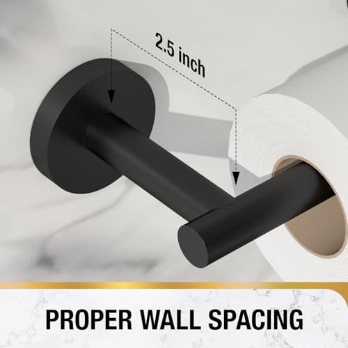 HITSLAM 2 Pack Matte Black Toilet Paper Holder, Double Post Pivoting, SS304 - Image 6