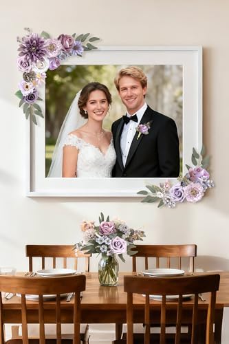 rongflower Purple Artificial Flowers Combo Box Set Silk Flowers Fake Rose for DIY Floral Arrangements Wedding Bouquets Centerpieces Baby Shower Party Home Decorations - Image 7