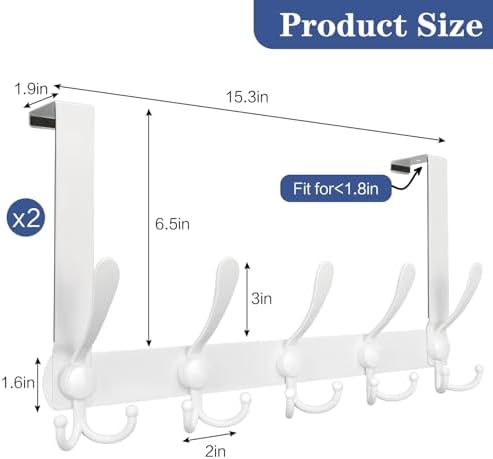DkOvn 2 Pack Over The Door Hooks, No Assembly Required Door Hanger Hook - Image 6