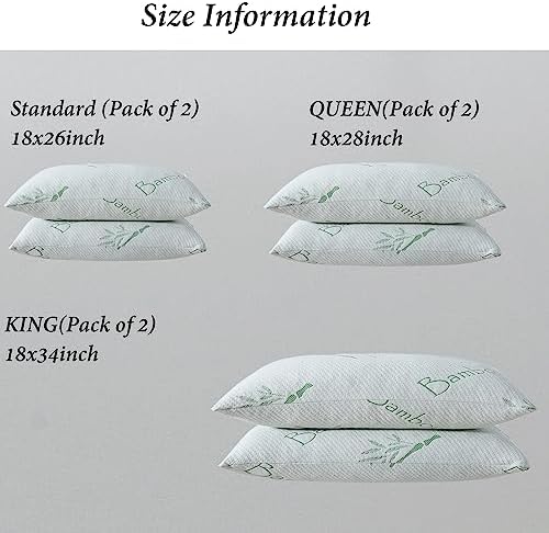 HOXXME Single Memory Foam Pillows King Size Set of 1, Cooling Rayon Pillow with Breathable Cover, Bed Pillow for Sleeping 1 Pack, Firm Adjustable for Neck Support, Hotel Quality Rest Pillow 20" x 36" - Image 7