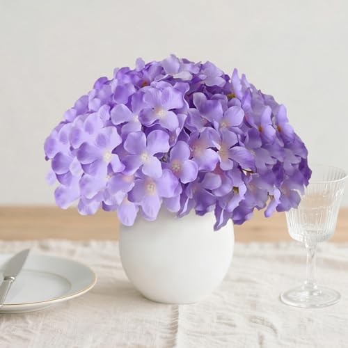 Hydrangea Artificial Flowers, 40 Pcs Purple Hydrangea Artificial Flowers Bulk, Faux Hydrangea Flowers for Outdoor, Fake Silk Hydrangea Flowers with Stems for Wedding Decoration Decor - Image 6