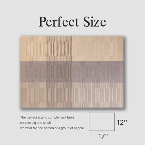 Placemats Set of 4 - Easy Clean Woven Vinyl Placemats for Dining Table, Indoor/Outdoor Place Mats, Washable PVC Table Mats (Gold Dune) - Image 6