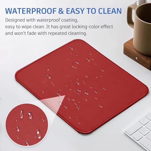 red Mouse Pad, Nice and Cute Mouse Pad, Splash-Proof Textured 10.2 x 8.2Inch, Stitched Edge Non-Slip Waterproof Rubber Mouse Pad - Image 6
