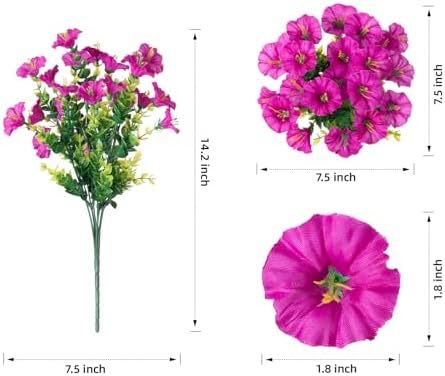 HyeFlora Artificial Flowers for Outdoors Fake Plants Outside Decoration, 12 Bundles Silk Colorful Morning Glory with Eucalyptus UV Resistant Realistic Faux Flowers for Planter Front Door Garden Yard - Image 6