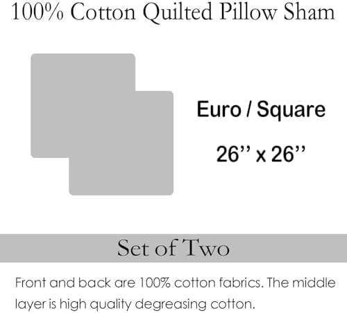 WINLIFE 100% Cotton Quilted Euro Sham Covers, 2 Pack Cotton 26'' x 26'' Pillow Covers, Soft and Breathable Euro Shams, Square Pillow Shams, Khaki - Image 7