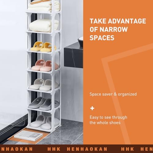 5 Tiers Vertical Shoe Rack, Narrow Free Standing Shoe Storage Organizer for Entryway and Small Closet, Stackable Shoe Holder Shelf Stability DIY, Grey - Image 6