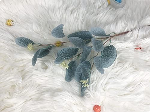 4Pcs Artificial Eucalyptus Leaves Stems Faux Eucalyptus Plant Branches for Vase Filling Home Decoration Flowers Wedding Holiday Arrangement (Light Blue) - Image 6