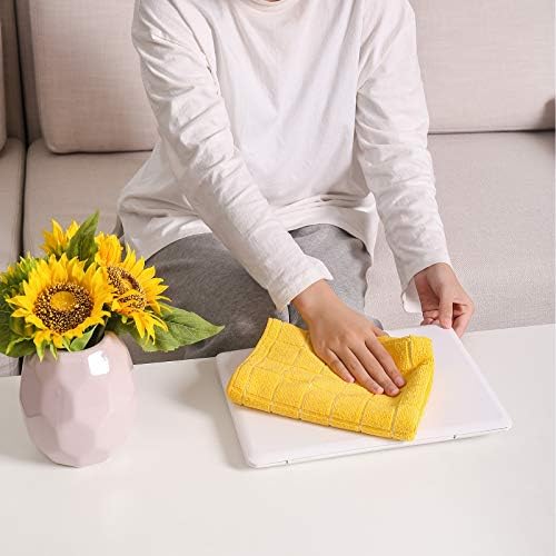 Microfiber Dish Towels - Soft, Super Absorbent and Lint Free Kitchen Towels - 8 Pack (Lattice Designed Yellow Colors) - 26 x 18 Inch (Yellow) - Image 7