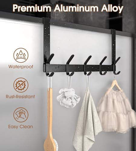 Over The Door Hooks Hanger with 7" Arms for Hanging Heavy Coats, Towel, J7U, Perfectly Fits US Standard 1 3/8-inch Doors, Towel Rack Bathroom Organizer Holder, Rustproof, Matte Black - Image 7