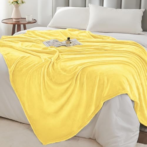 BEDELITE Fleece Blanket Soft Plush Throw for Couch Light Yellow 50"x60" - Image 7