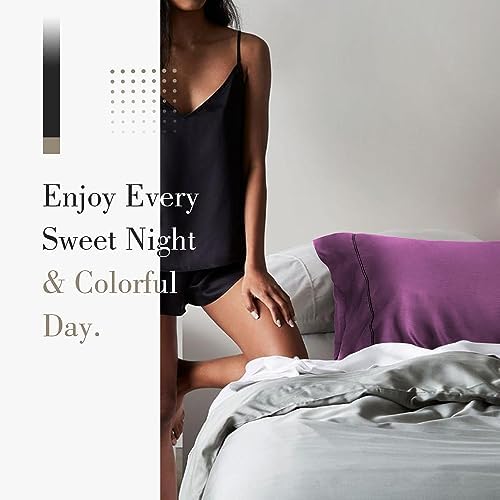 WishSmile Cooling Queen Pillowcases Set of 2 Breathable Cool Silky Soft Rayon Derived from Bamboo Fabric, Moisture Wicking for Hot Sleepers, Hair and Skin Friendly, Dark Purple, 2 Pack, 20x30IN - Image 6