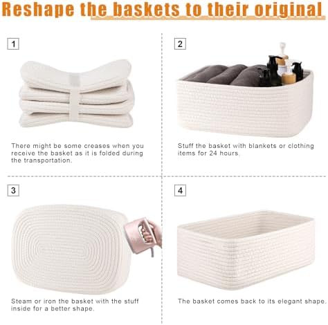 OIAHOMY 4 PACK 7L Storage Baskets for Organizing Storage Bins White - Image 7