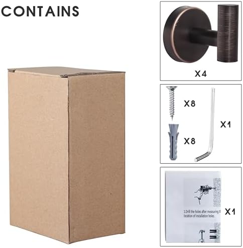 Bathroom Robe Towel Hooks Coat Wall Hook Stainless Steel Heavy Duty Door Hanger Clothes Cabinet Closet Sponges Hook for Bathroom Bedroom Kitchen Hotel Pool 4 Packs (Oil Rubbed Bronze) - Image 7