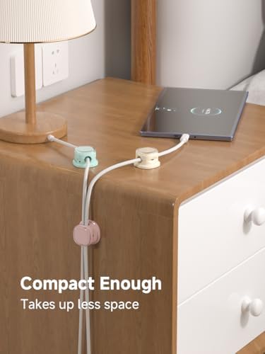 Magnetic Cable Clips, Adjustable Cord Holder Management, Adhesive Wire Keeper Organizer for Home Office Desk Phone PC Car Wall Desktop Nightstand Appliance (9-PCS White_Purple_Cyan_Apricot) - Image 7