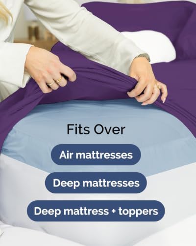 CGK Linens 2 Pack Extra Deep Full Fitted Sheets - Purple - Image 7