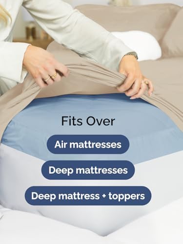 CGK Extra Deep Twin XL Single Fitted Sheet Only - Cream - Image 6
