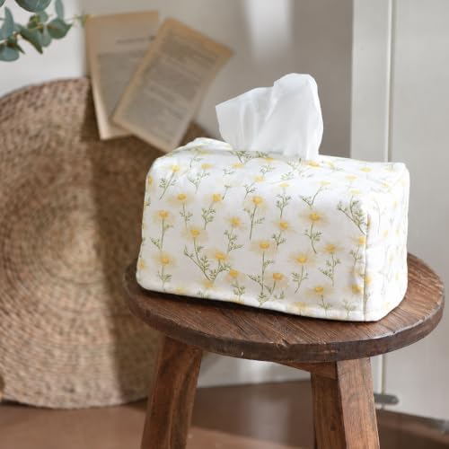 Rectangle Cotton Tissue Box Cover, Chamomile Floral Design, Made in Korea - Image 7