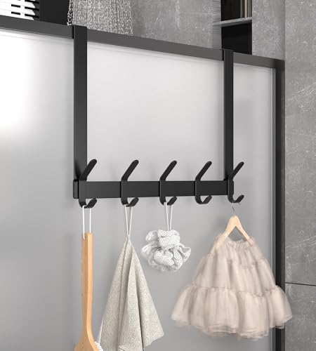 KitchLife Long Over The Door Hooks Hanger with 15.75 inches Extended Arms, Fit 1-3/4" Doors, J40U, Thickened Bathroom Towel Rack Organization, 1 Pack, Matte Black - Image 7
