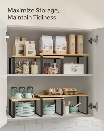SONGMICS Cabinet Organizer Shelf, Set of 4 Spice Rack, Kitchen Storage - Image 6