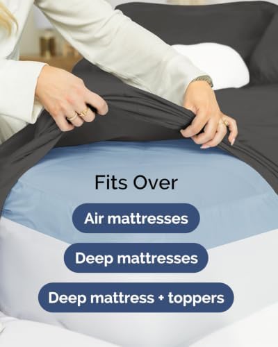 CGK Linens 2 Pack Extra Deep Cal King Fitted Sheets - Charcoal - Image 7