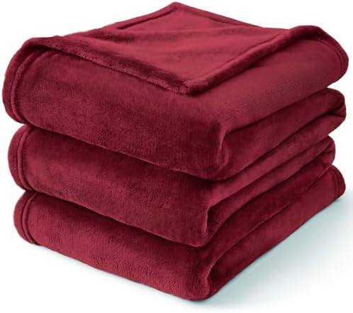 BEDELITE Fleece Blanket Soft Plush King Size Bed Blanket Burgundy 108"x90" - Image 7