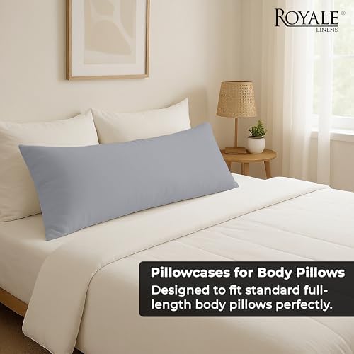 ROYALE LINENS Microfiber Body Pillow Cover with Zipper, 20x54 Inches-Silver - Image 7