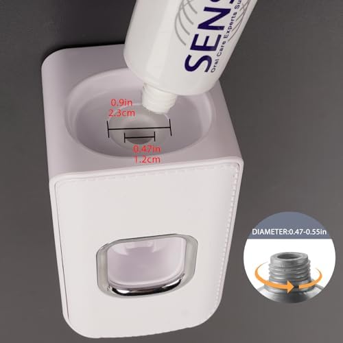 2 Slot Toothbrush Holder and Toothpaste Dispenser Wall Mounted, Automatic Toothpaste Squeezer, 2 in 1 Tooth Brush Toothpaste Organizer for Shower (White 2Pack) - Image 6