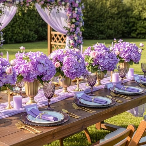 Auihiay 64Pcs Hydrangea Artificial Flowers, Purple Artificial Hydrangeas - Image 6