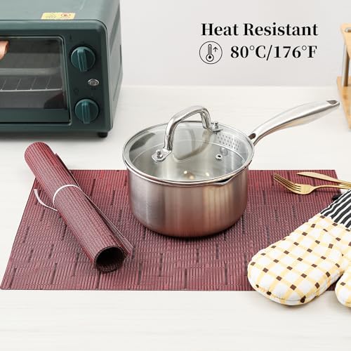 Leetaltree Burgundy Placemats Set of 8 - Heat Resistant Non-Slip Place mats for Dining Table, Washable Durable PVC Vinyl Woven Table Mats(Burgundy, 8) - Image 6