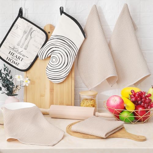 Homaxy 100% Cotton Waffle Weave Kitchen Dish Cloths 12-Pack, Beige - Image 6