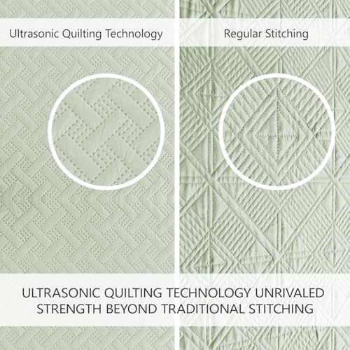 FLYMME Twin Quilt Set, Lightweight Sage Green Bedspreads, Basket Weave Pattern,Ultra Soft Microfiber Bedspread Bed Coverlet 2 Pieces for All-Seasons (1 Quilt, 1 Shams) - Image 6