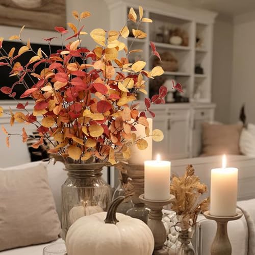 6 Pcs Artificial Eucalyptus Stems Fall Decorations with Fall Eucalyptus Leaves Autumn Decorations for Office and Home Artificial Plants for Floral Arrangement - Image 7